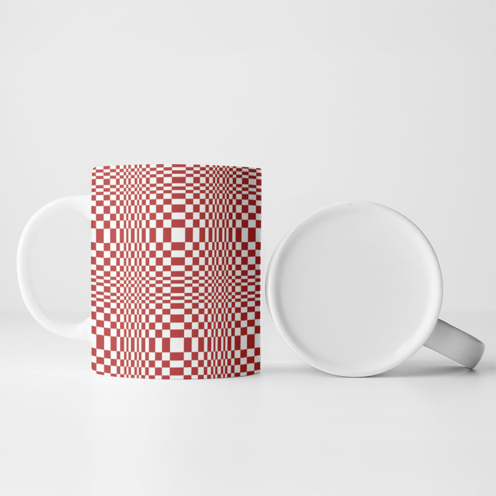 Red White Filipino Binakol Motifs Ceramic Mug Mabuhay Philippines Festival Kusikus Pattern LT14 - Polynesian Pride