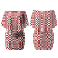 Red White Filipino Binakol Motifs Couples Matching Off Shoulder Short Dress and Hawaiian Shirt Mabuhay Philippines Festival Kusikus Pattern LT14 - Polynesian Pride
