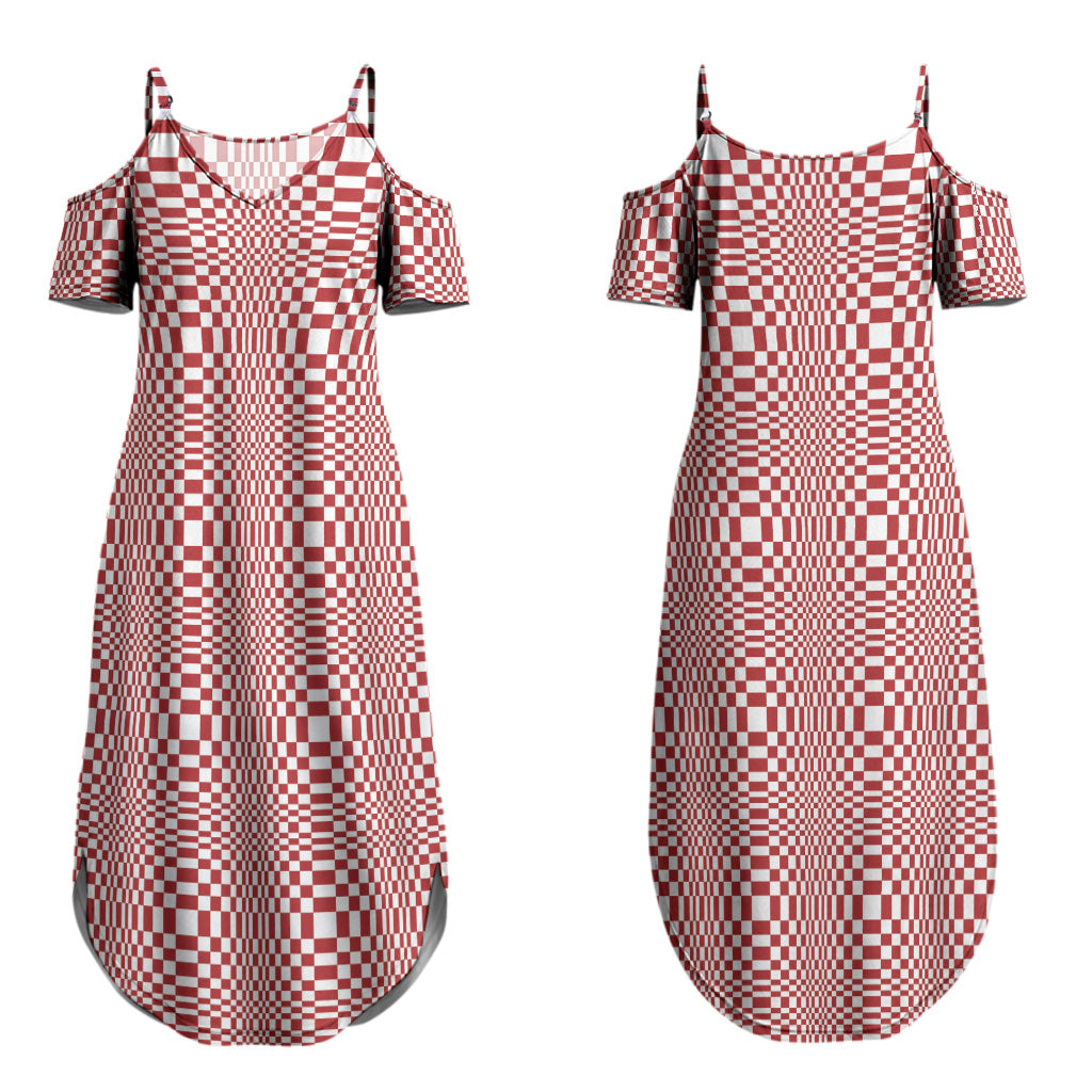 Red White Filipino Binakol Motifs Couples Matching Summer Maxi Dress and Hawaiian Shirt Mabuhay Philippines Festival Kusikus Pattern LT14 - Polynesian Pride