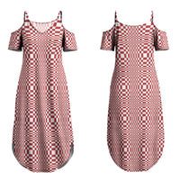 Red White Filipino Binakol Motifs Couples Matching Summer Maxi Dress and Hawaiian Shirt Mabuhay Philippines Festival Kusikus Pattern LT14 - Polynesian Pride