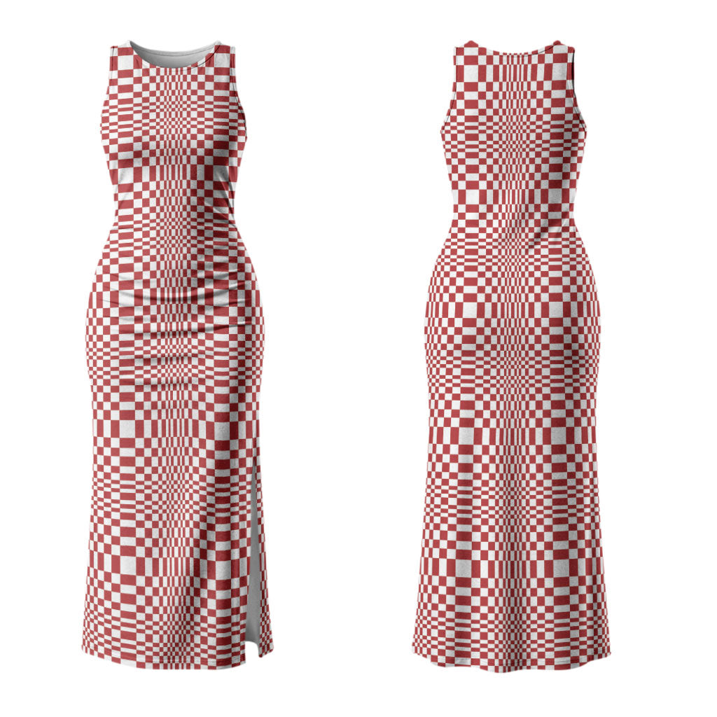 Red White Filipino Binakol Motifs Couples Matching Tank Maxi Dress and Hawaiian Shirt Mabuhay Philippines Festival Kusikus Pattern LT14 - Polynesian Pride
