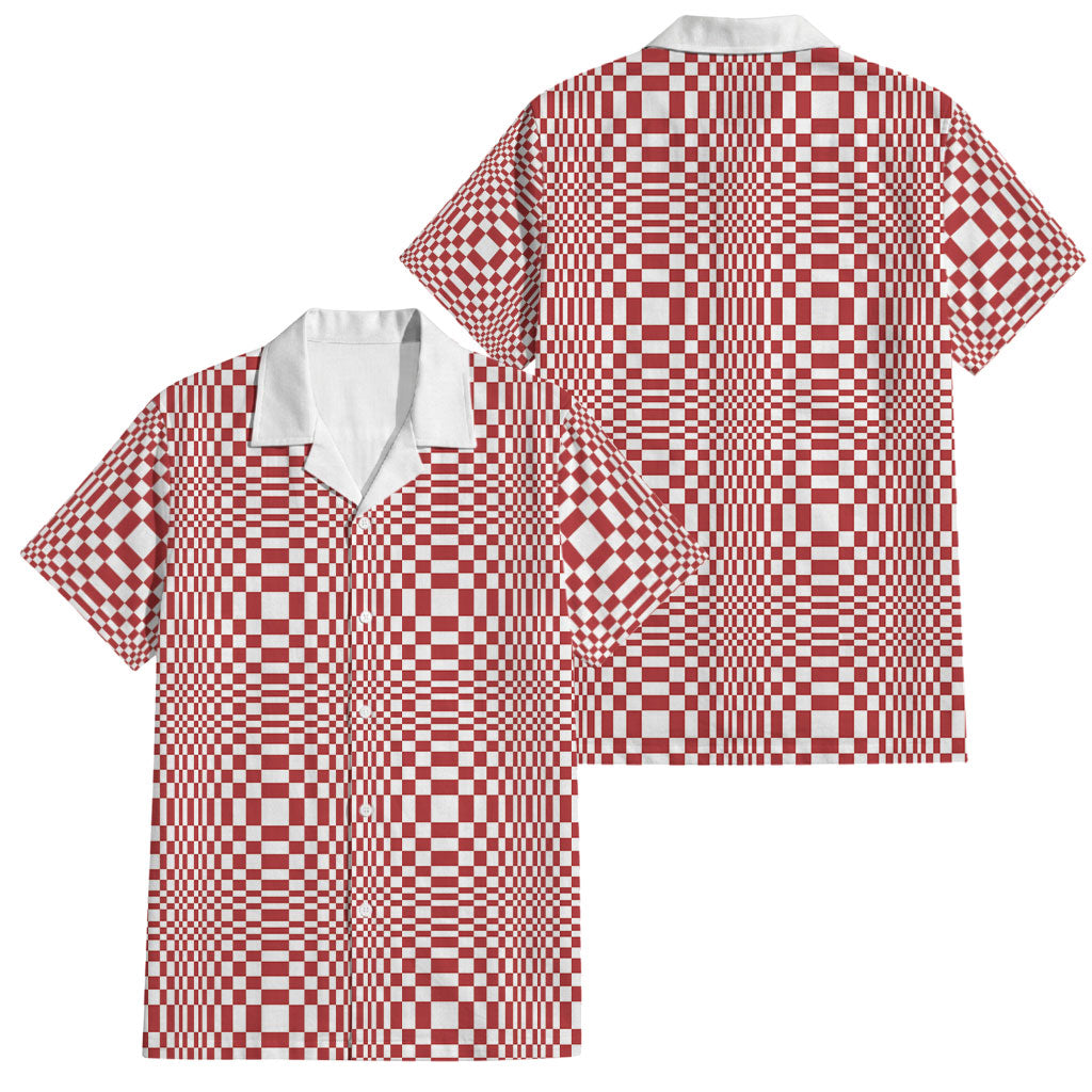 Red White Filipino Binakol Motifs Family Matching Off The Shoulder Long Sleeve Dress and Hawaiian Shirt Mabuhay Philippines Festival Kusikus Pattern LT14 Dad's Shirt - Short Sleeve Red - Polynesian Pride
