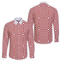 Red White Filipino Binakol Motifs Family Matching Short Sleeve Bodycon Dress and Hawaiian Shirt Mabuhay Philippines Festival Kusikus Pattern LT14 Dad's Shirt - Long Sleeve Red - Polynesian Pride