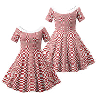 Red White Filipino Binakol Motifs Family Matching Short Sleeve Bodycon Dress and Hawaiian Shirt Mabuhay Philippines Festival Kusikus Pattern LT14 Daughter's Dress Red - Polynesian Pride