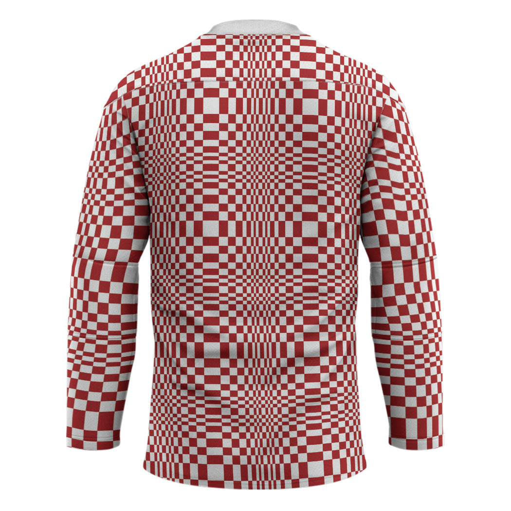 Red White Filipino Binakol Motifs Hockey Jersey Mabuhay Philippines Festival Kusikus Pattern LT14 - Polynesian Pride
