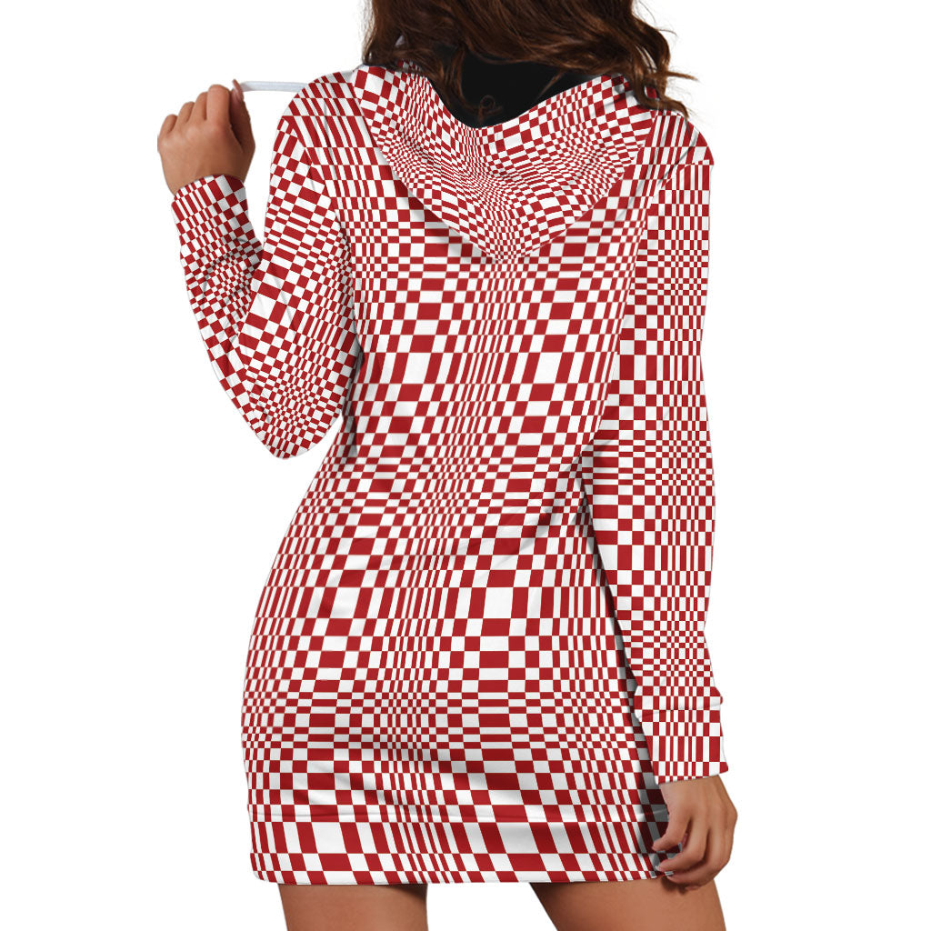 Red White Filipino Binakol Motifs Hoodie Dress Mabuhay Philippines Festival Kusikus Pattern LT14 - Polynesian Pride