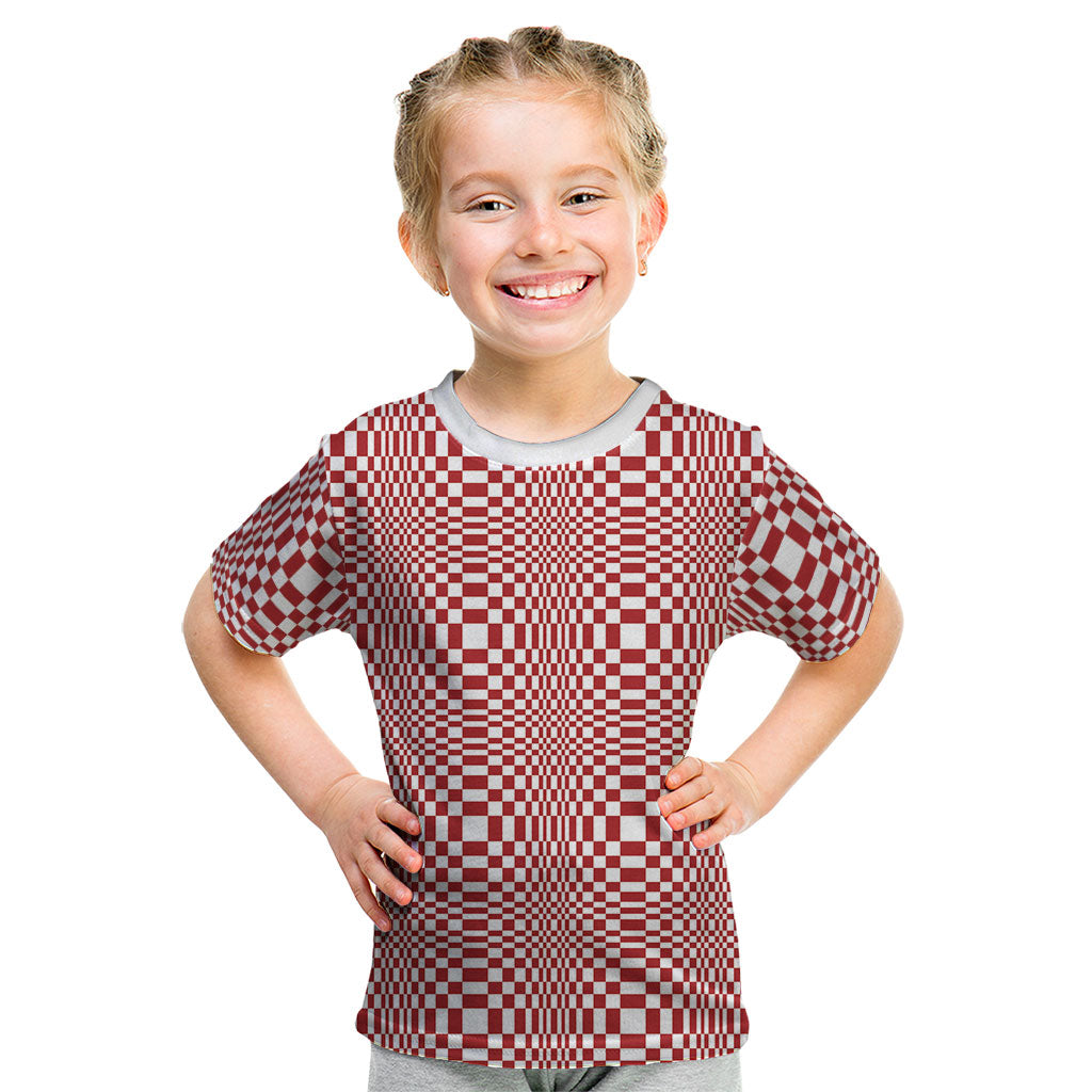 Red White Filipino Binakol Motifs Kid T Shirt Mabuhay Philippines Festival Kusikus Pattern LT14 Red - Polynesian Pride