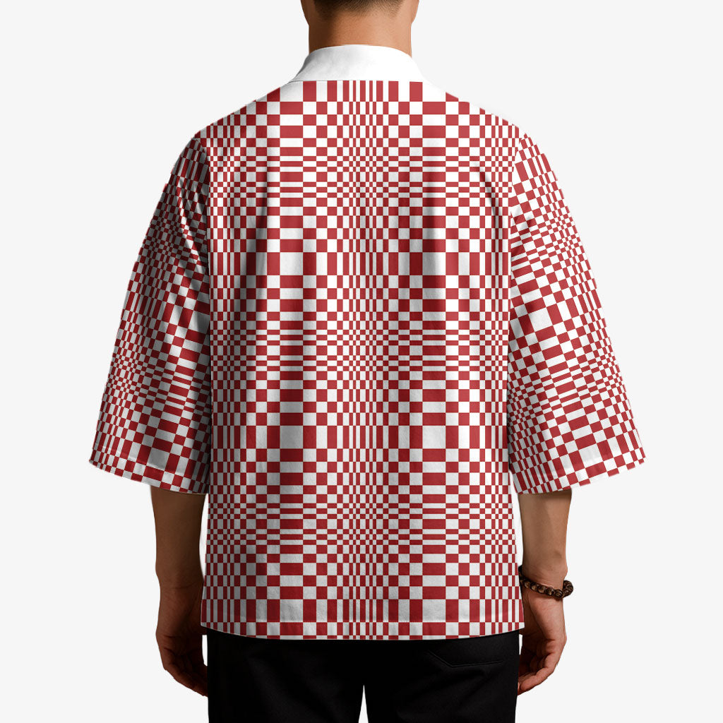 Red White Filipino Binakol Motifs Kimono Mabuhay Philippines Festival Kusikus Pattern LT14 - Polynesian Pride