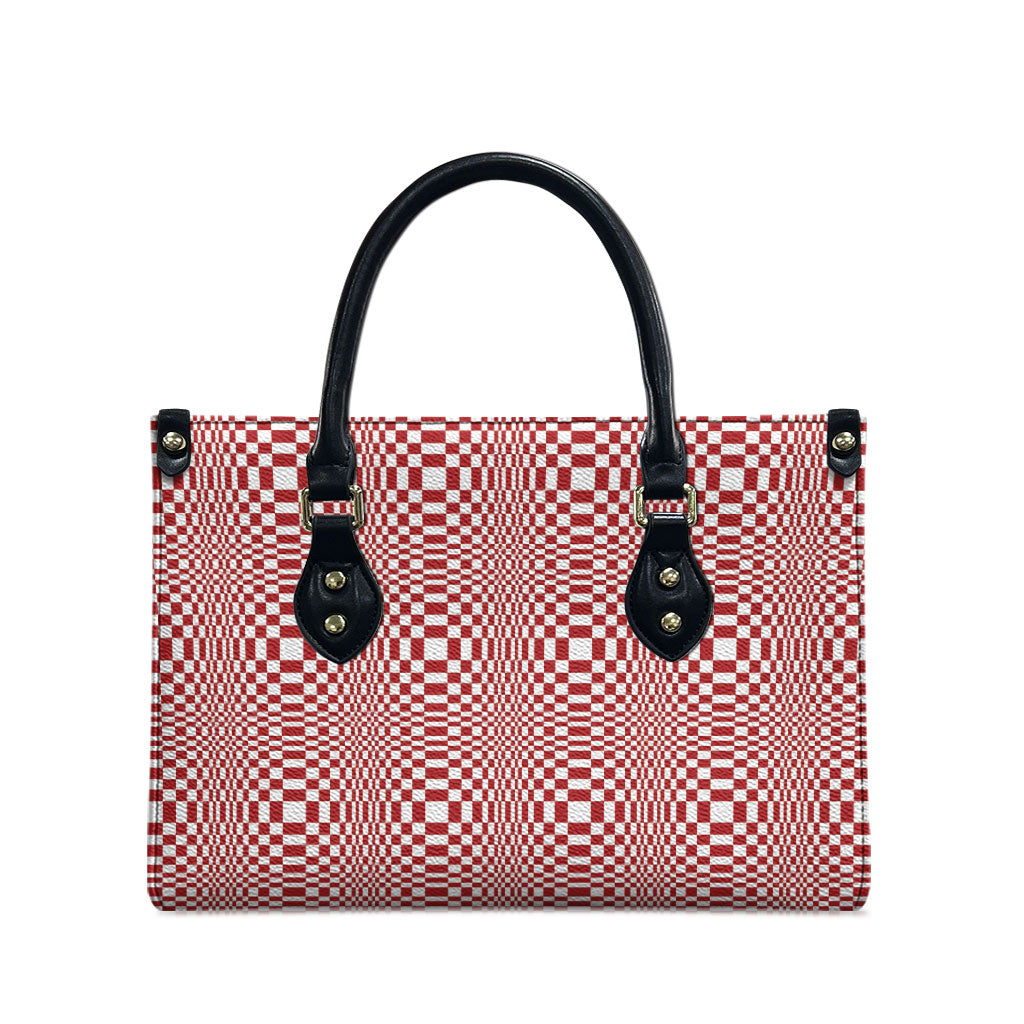 Red White Filipino Binakol Motifs Leather Bag Mabuhay Philippines Festival Kusikus Pattern LT14 - Polynesian Pride