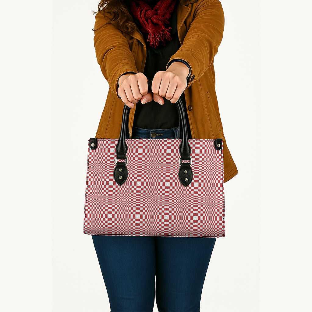 Red White Filipino Binakol Motifs Leather Bag Mabuhay Philippines Festival Kusikus Pattern LT14 - Polynesian Pride