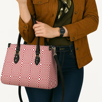 Red White Filipino Binakol Motifs Leather Bag Mabuhay Philippines Festival Kusikus Pattern LT14 - Polynesian Pride