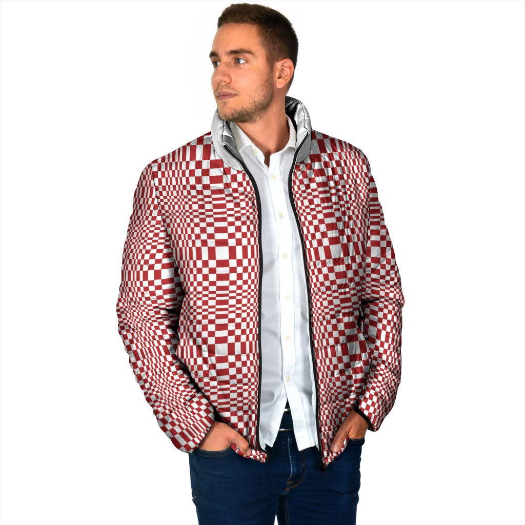 Red White Filipino Binakol Motifs Padded Jacket Mabuhay Philippines Festival Kusikus Pattern LT14 - Polynesian Pride