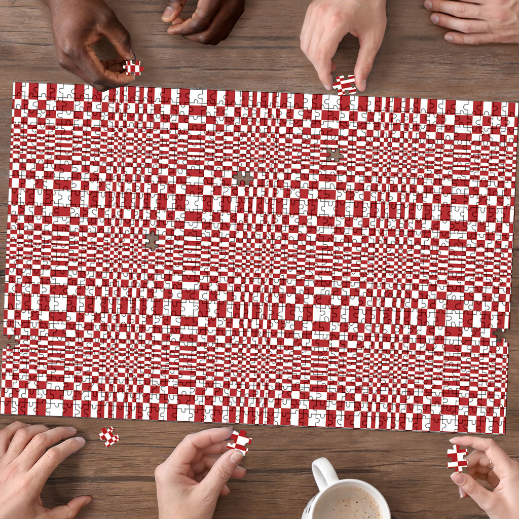 Red White Filipino Binakol Motifs Puzzle Mabuhay Philippines Festival Kusikus Pattern LT14 - Polynesian Pride