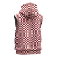 Red White Filipino Binakol Motifs Sleeveless Zip Hoodie Mabuhay Philippines Festival Kusikus Pattern LT14 - Polynesian Pride