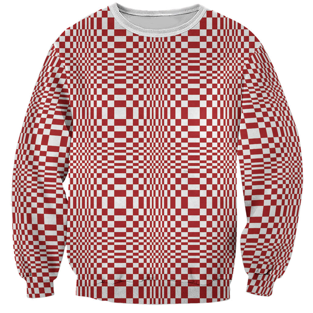 Red White Filipino Binakol Motifs Sweatshirt Mabuhay Philippines Festival Kusikus Pattern LT14 Unisex Red - Polynesian Pride