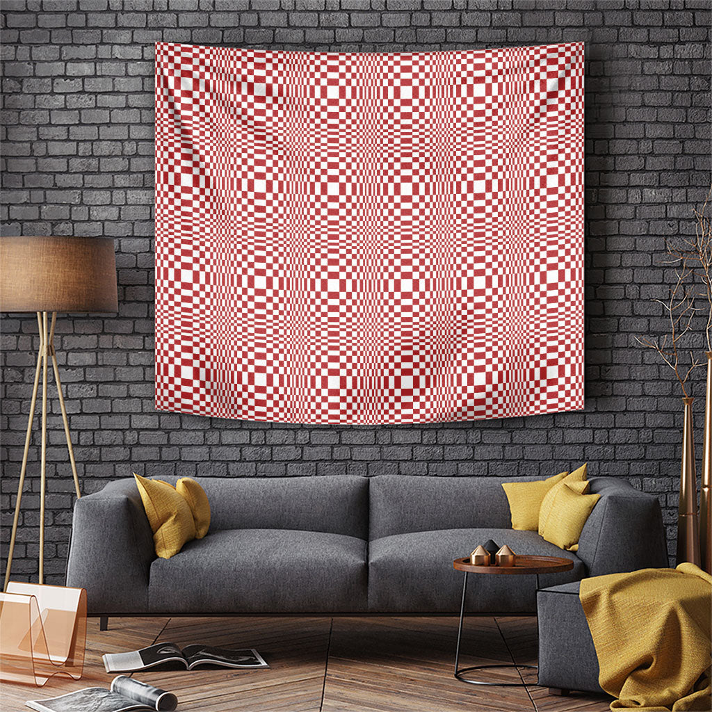 Red White Filipino Binakol Motifs Tapestry Mabuhay Philippines Festival Kusikus Pattern