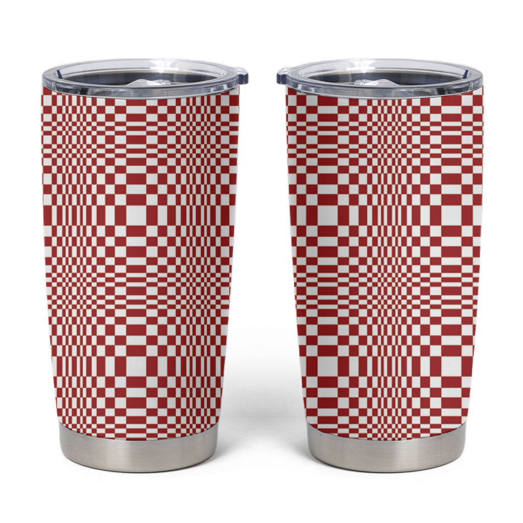 Red White Filipino Binakol Motifs Tumbler Cup Mabuhay Philippines Festival Kusikus Pattern LT14 Red - Polynesian Pride