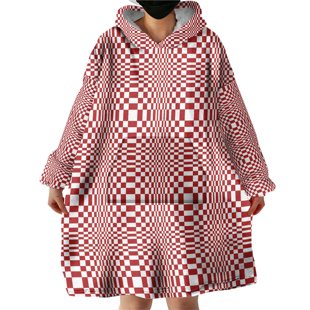 Red White Filipino Binakol Motifs Wearable Blanket Hoodie Mabuhay Philippines Festival Kusikus Pattern LT14 - Polynesian Pride
