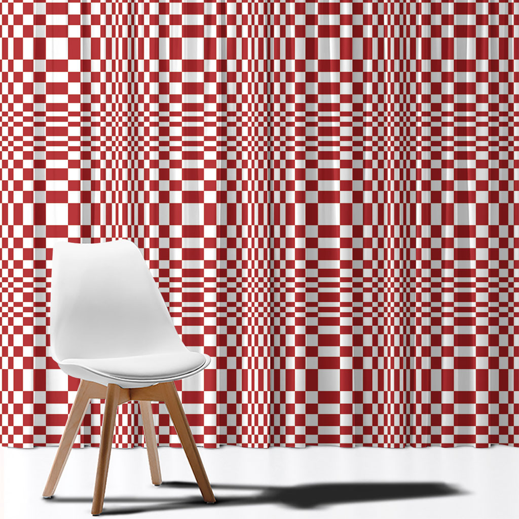 Red White Filipino Binakol Motifs Window Curtain Mabuhay Philippines Festival Kusikus Pattern LT14 - Polynesian Pride