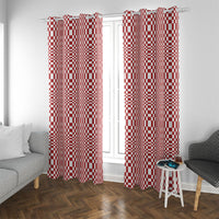 Red White Filipino Binakol Motifs Window Curtain Mabuhay Philippines Festival Kusikus Pattern LT14 With Grommets Red - Polynesian Pride