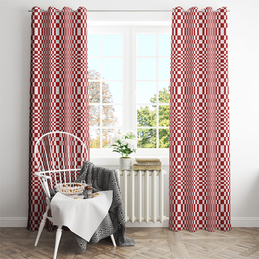 Red White Filipino Binakol Motifs Window Curtain Mabuhay Philippines Festival Kusikus Pattern LT14 - Polynesian Pride