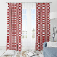Red White Filipino Binakol Motifs Window Curtain Mabuhay Philippines Festival Kusikus Pattern LT14 - Polynesian Pride
