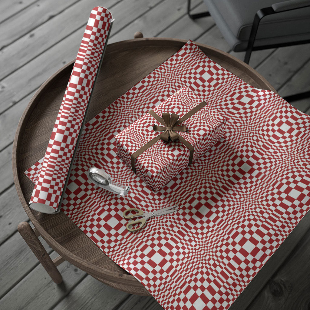 Red White Filipino Binakol Motifs Wrapping Paper Mabuhay Philippines Festival Kusikus Pattern LT14 - Polynesian Pride