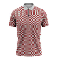 Red White Filipino Binakol Motifs Zipper Polo Shirt Mabuhay Philippines Festival Kusikus Pattern LT14 Red - Polynesian Pride