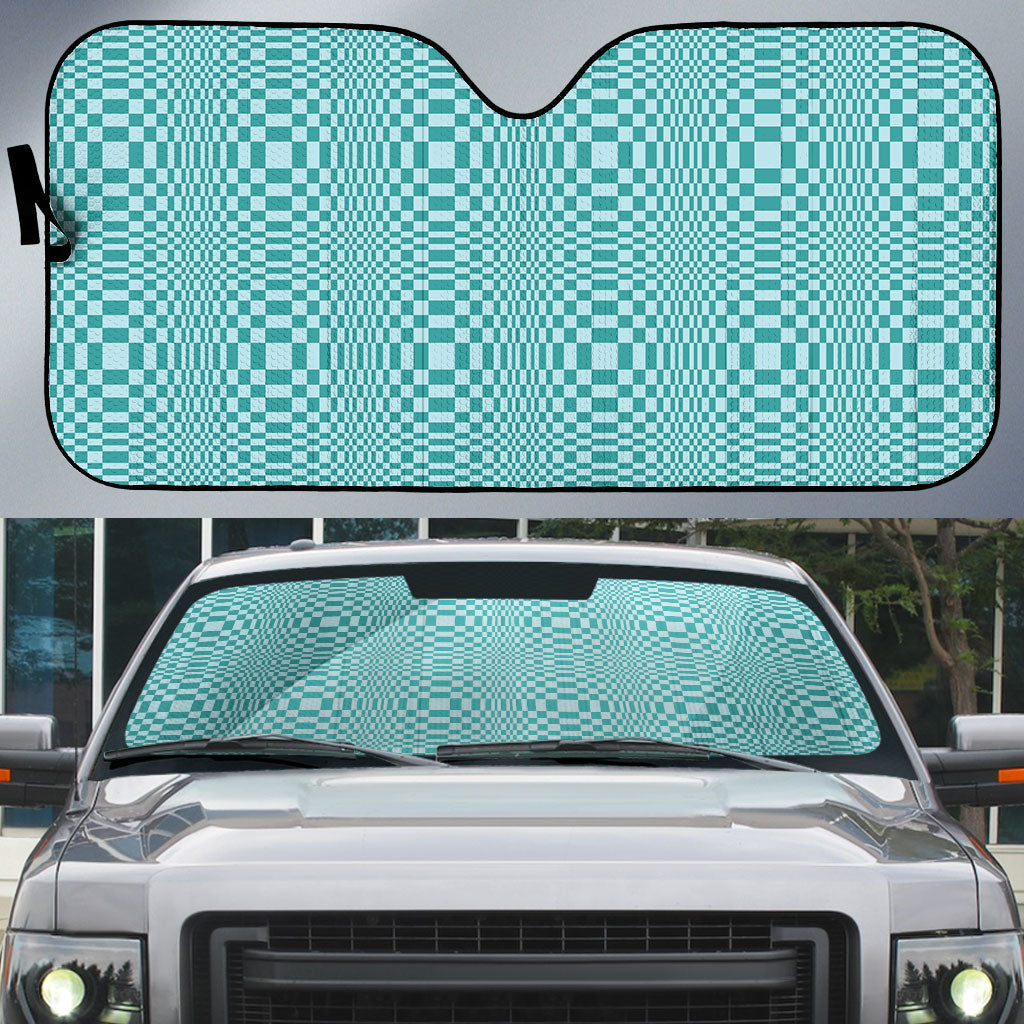 Cyan Filipino Binakol Motifs Auto Sun Shade Mabuhay Philippines Festival Kusikus Pattern LT14 Cyan - Polynesian Pride