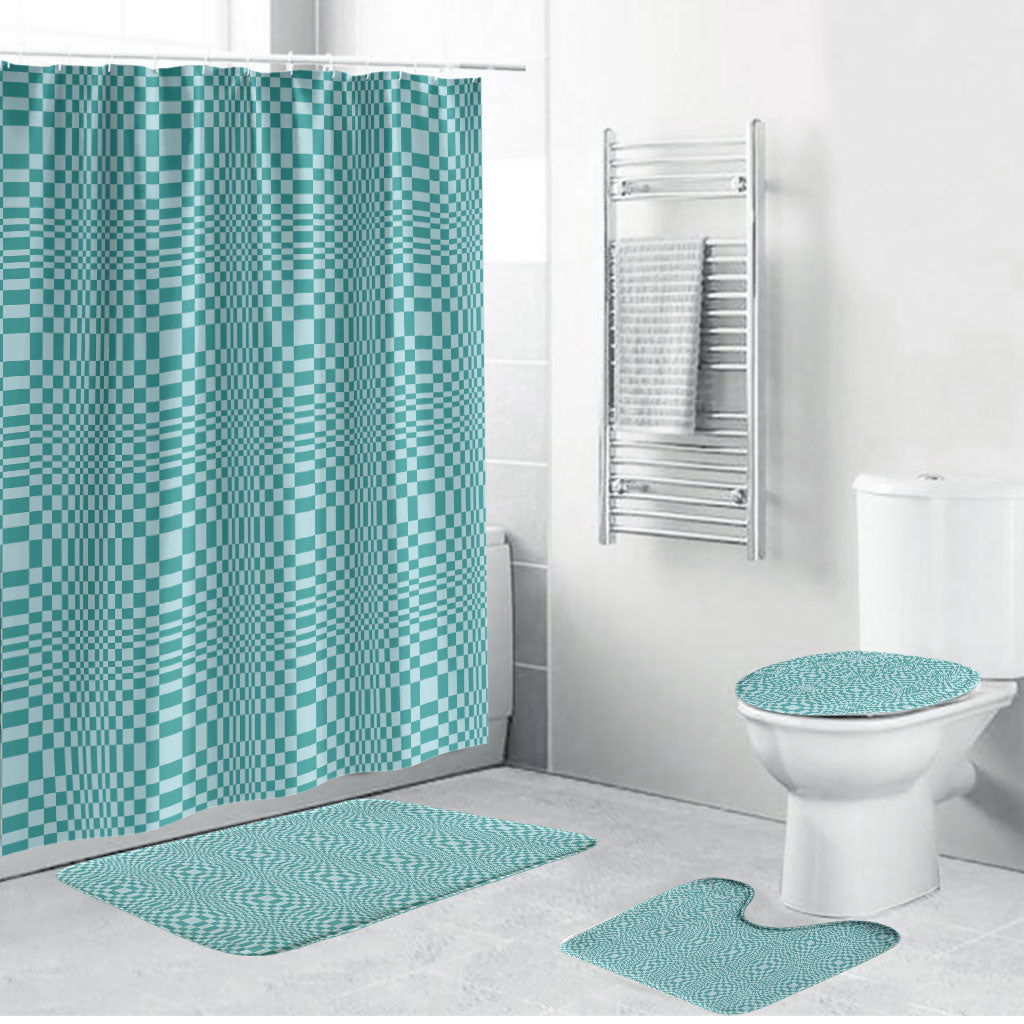 Cyan Filipino Binakol Motifs Bathroom Set Mabuhay Philippines Festival Kusikus Pattern LT14 Bathroom Set (4 pcs) Cyan - Polynesian Pride