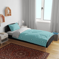 Cyan Filipino Binakol Motifs Bedding Set Mabuhay Philippines Festival Kusikus Pattern LT14 - Polynesian Pride