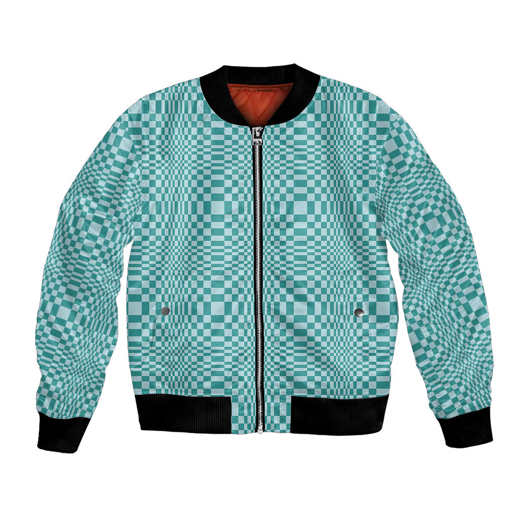 Cyan Filipino Binakol Motifs Bomber Jacket Mabuhay Philippines Festival Kusikus Pattern LT14 Unisex Cyan - Polynesian Pride