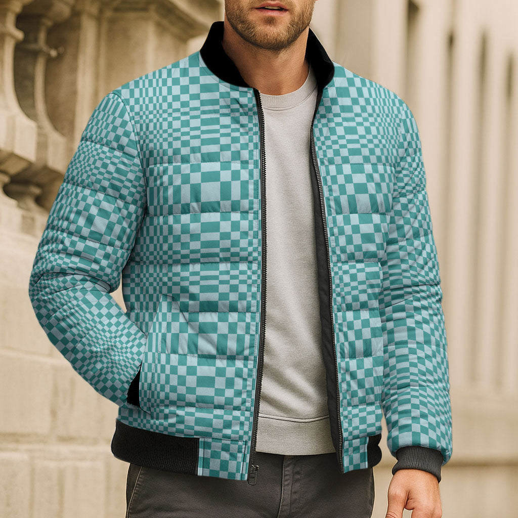 Cyan Filipino Binakol Motifs Bomber Puffer Jacket Mabuhay Philippines Festival Kusikus Pattern LT14 - Polynesian Pride