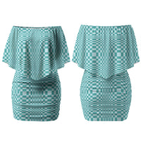Cyan Filipino Binakol Motifs Couples Matching Off Shoulder Short Dress and Hawaiian Shirt Mabuhay Philippines Festival Kusikus Pattern LT14 - Polynesian Pride