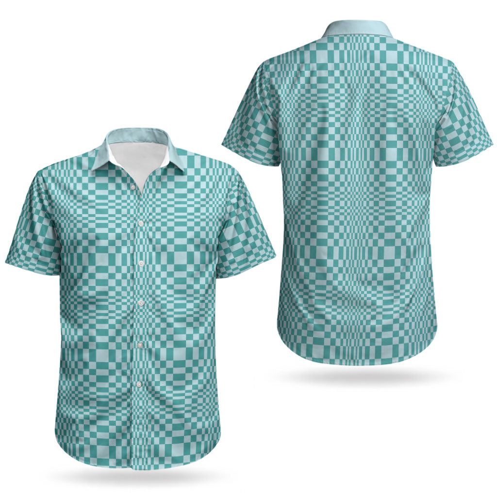Cyan Filipino Binakol Motifs Couples Matching Off Shoulder Short Dress and Hawaiian Shirt Mabuhay Philippines Festival Kusikus Pattern LT14 - Polynesian Pride