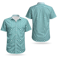 Cyan Filipino Binakol Motifs Couples Matching Off Shoulder Short Dress and Hawaiian Shirt Mabuhay Philippines Festival Kusikus Pattern LT14 - Polynesian Pride
