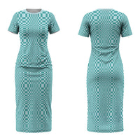 Cyan Filipino Binakol Motifs Family Matching Short Sleeve Bodycon Dress and Hawaiian Shirt Mabuhay Philippines Festival Kusikus Pattern LT14 Mom's Dress Cyan - Polynesian Pride