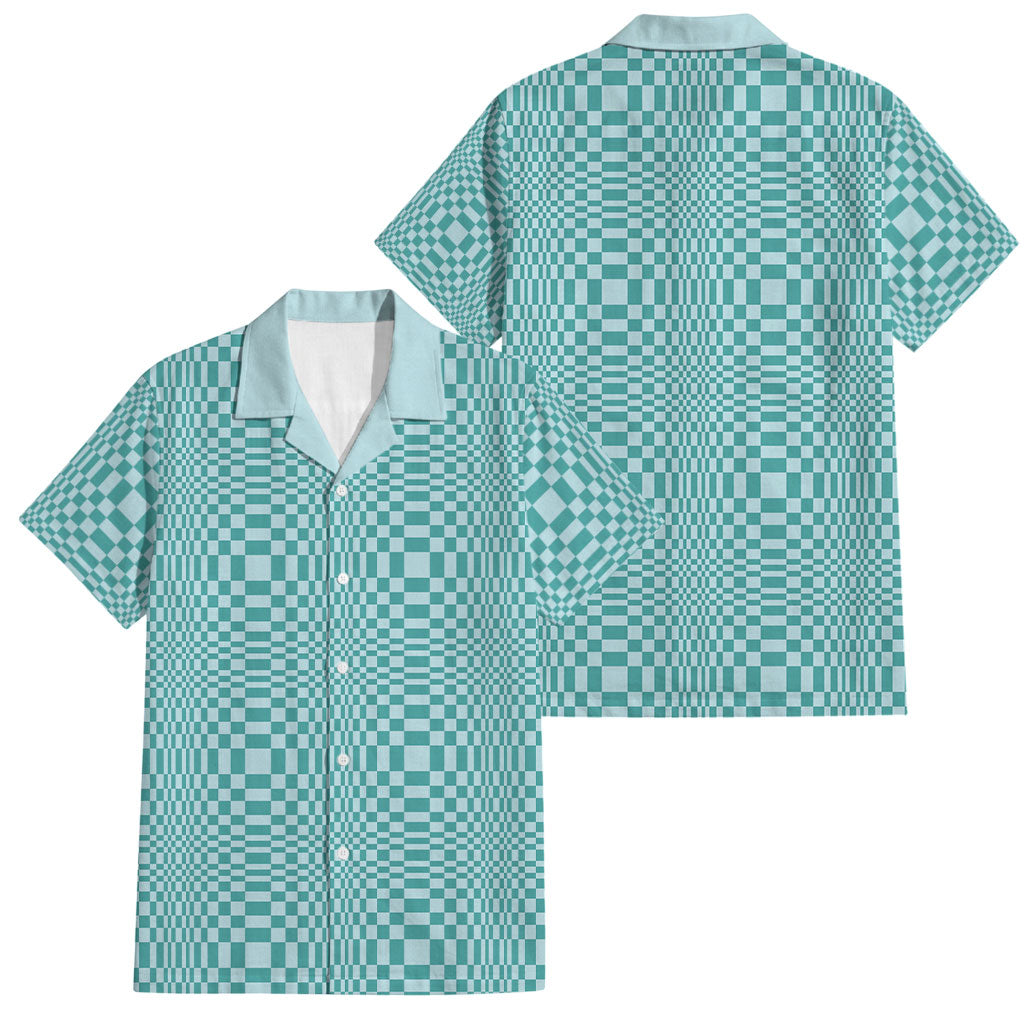 Cyan Filipino Binakol Motifs Family Matching Short Sleeve Bodycon Dress and Hawaiian Shirt Mabuhay Philippines Festival Kusikus Pattern LT14 Dad's Shirt - Short Sleeve Cyan - Polynesian Pride