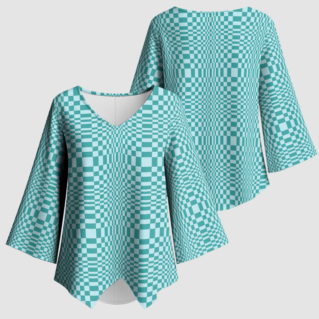 Cyan Filipino Binakol Motifs Kimono Sleeve Blouse Mabuhay Philippines Festival Kusikus Pattern LT14 - Polynesian Pride