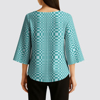 Cyan Filipino Binakol Motifs Kimono Sleeve Blouse Mabuhay Philippines Festival Kusikus Pattern LT14 - Polynesian Pride