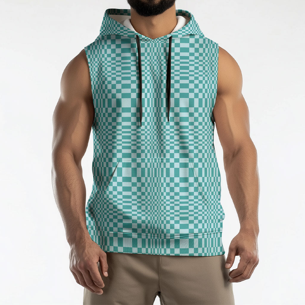 Cyan Filipino Binakol Motifs Sleeveless Hoodie Mabuhay Philippines Festival Kusikus Pattern LT14 - Polynesian Pride