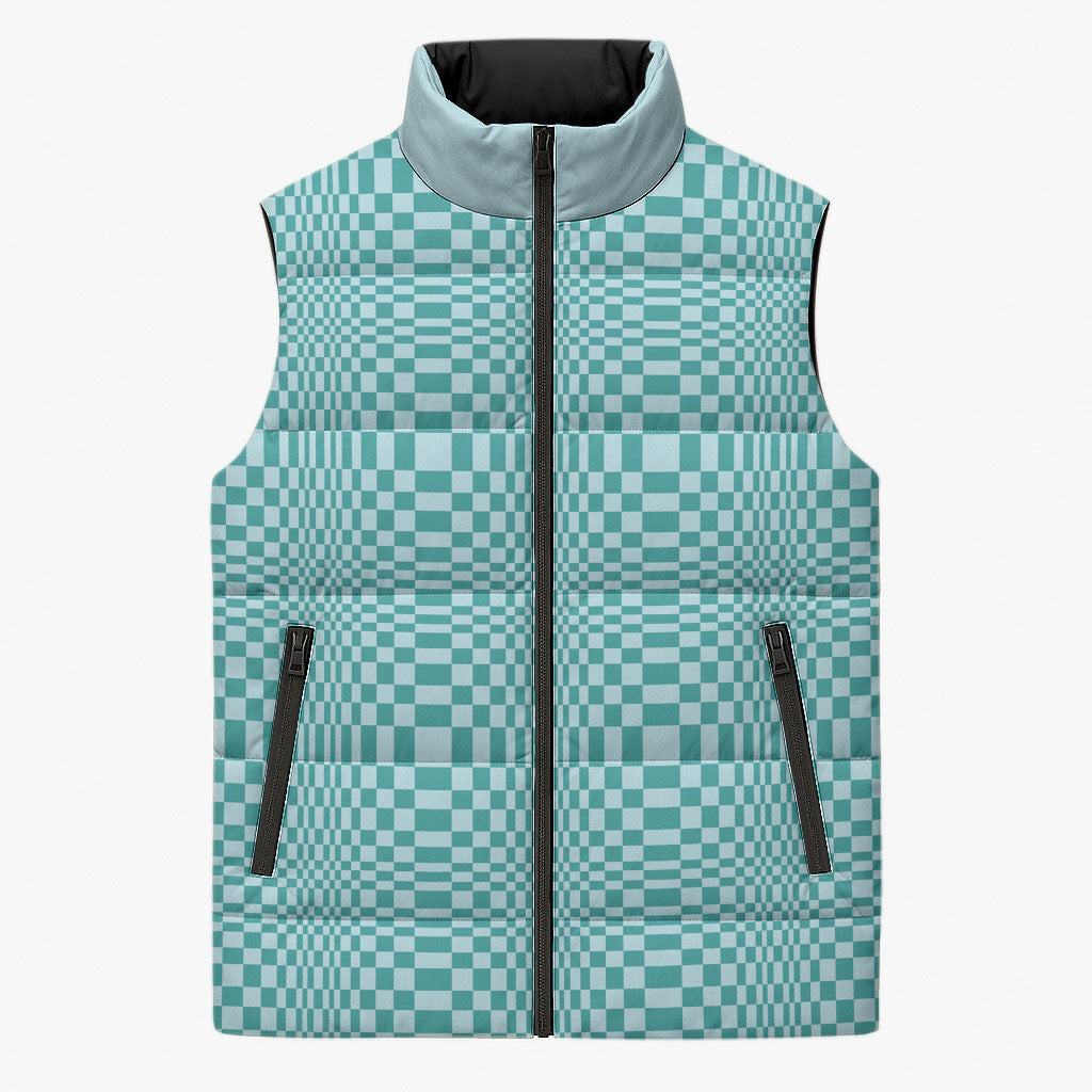 Cyan Filipino Binakol Motifs Sleeveless Puffer Jacket Mabuhay Philippines Festival Kusikus Pattern LT14 Unisex Cyan - Polynesian Pride