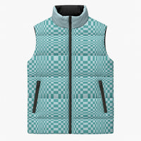 Cyan Filipino Binakol Motifs Sleeveless Puffer Jacket Mabuhay Philippines Festival Kusikus Pattern LT14 Unisex Cyan - Polynesian Pride