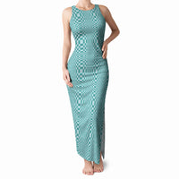 Cyan Filipino Binakol Motifs Tank Maxi Dress Mabuhay Philippines Festival Kusikus Pattern LT14 Women Cyan - Polynesian Pride