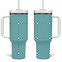Cyan Filipino Binakol Motifs Tumbler With Handle Mabuhay Philippines Festival Kusikus Pattern LT14 One Size: 40 oz Cyan - Polynesian Pride