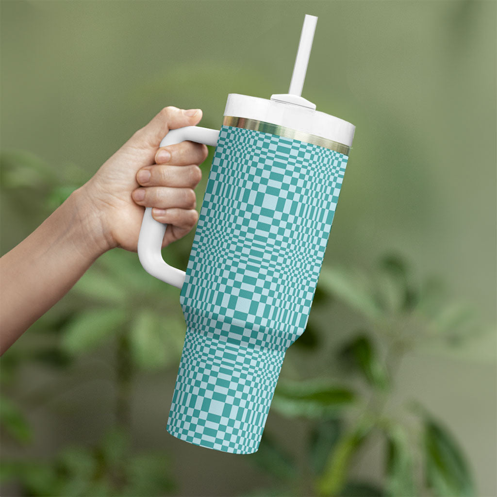 Cyan Filipino Binakol Motifs Tumbler With Handle Mabuhay Philippines Festival Kusikus Pattern LT14 - Polynesian Pride