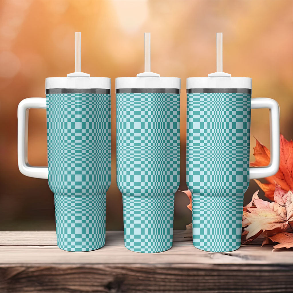 Cyan Filipino Binakol Motifs Tumbler With Handle Mabuhay Philippines Festival Kusikus Pattern LT14 - Polynesian Pride