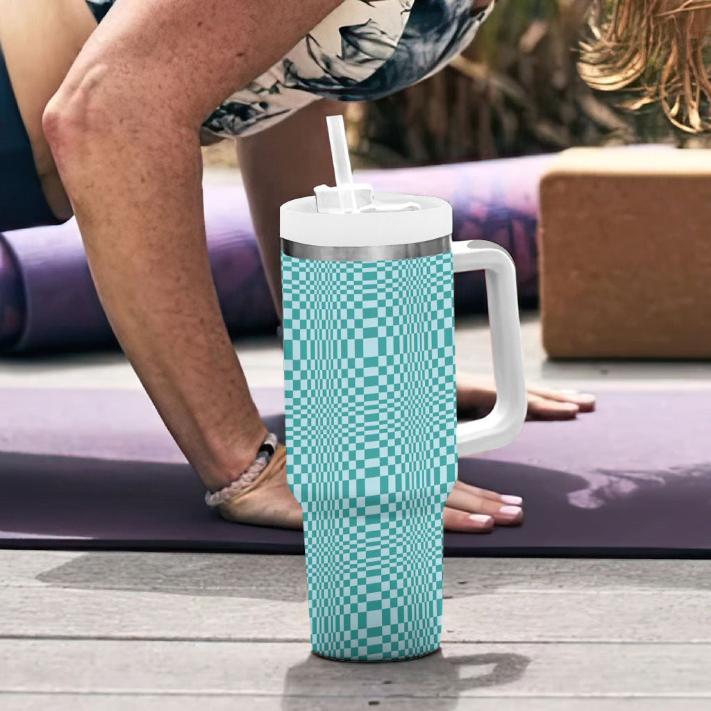 Cyan Filipino Binakol Motifs Tumbler With Handle Mabuhay Philippines Festival Kusikus Pattern LT14 - Polynesian Pride