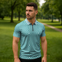Cyan Filipino Binakol Motifs Zipper Polo Shirt Mabuhay Philippines Festival Kusikus Pattern LT14 - Polynesian Pride