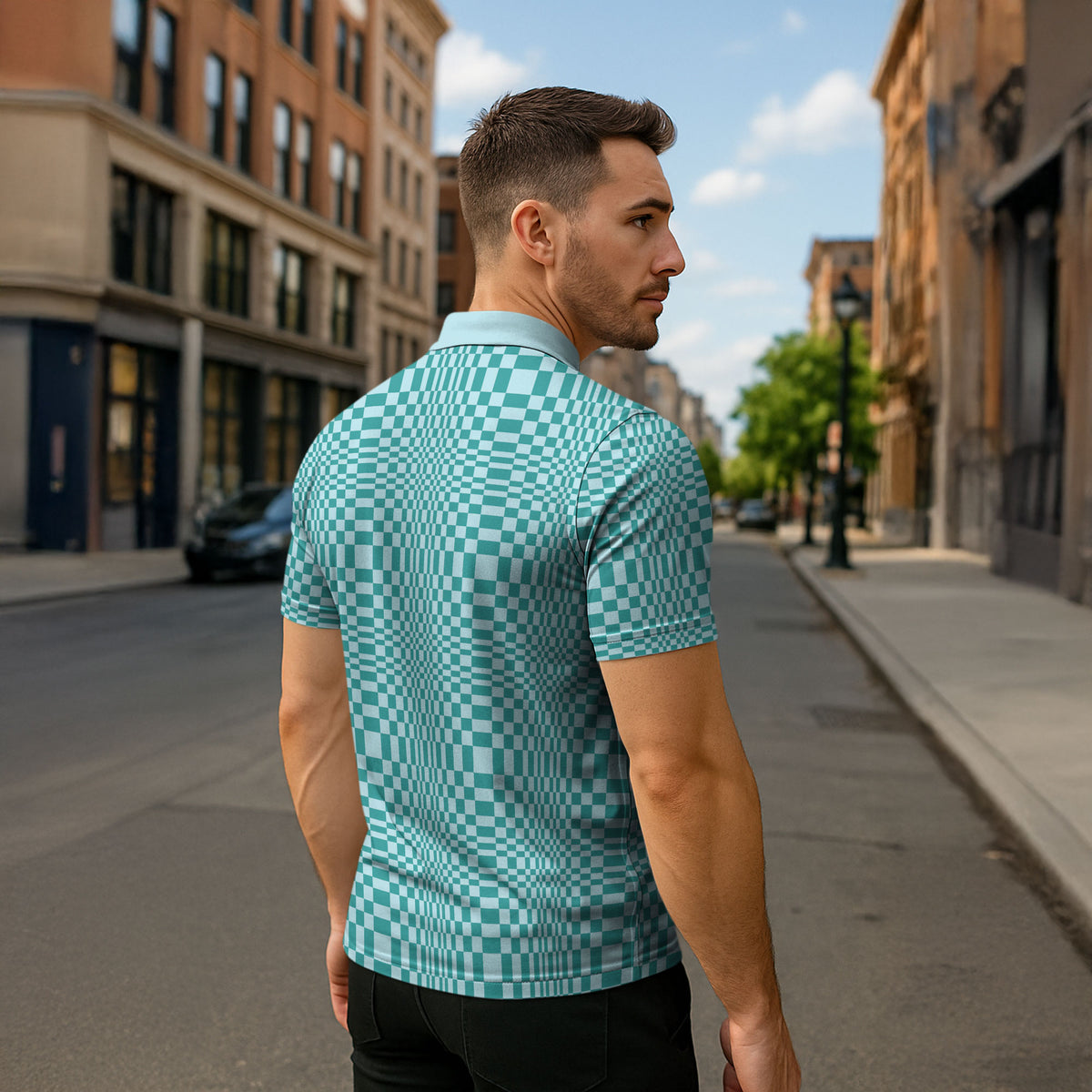 Cyan Filipino Binakol Motifs Zipper Polo Shirt Mabuhay Philippines Festival Kusikus Pattern LT14 - Polynesian Pride